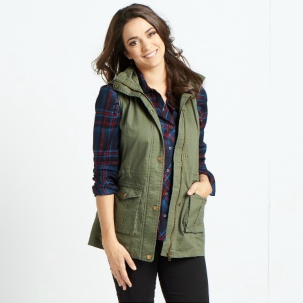 Stitch Fix Market & Spruce Jahana Cargo Vest Olive Green L